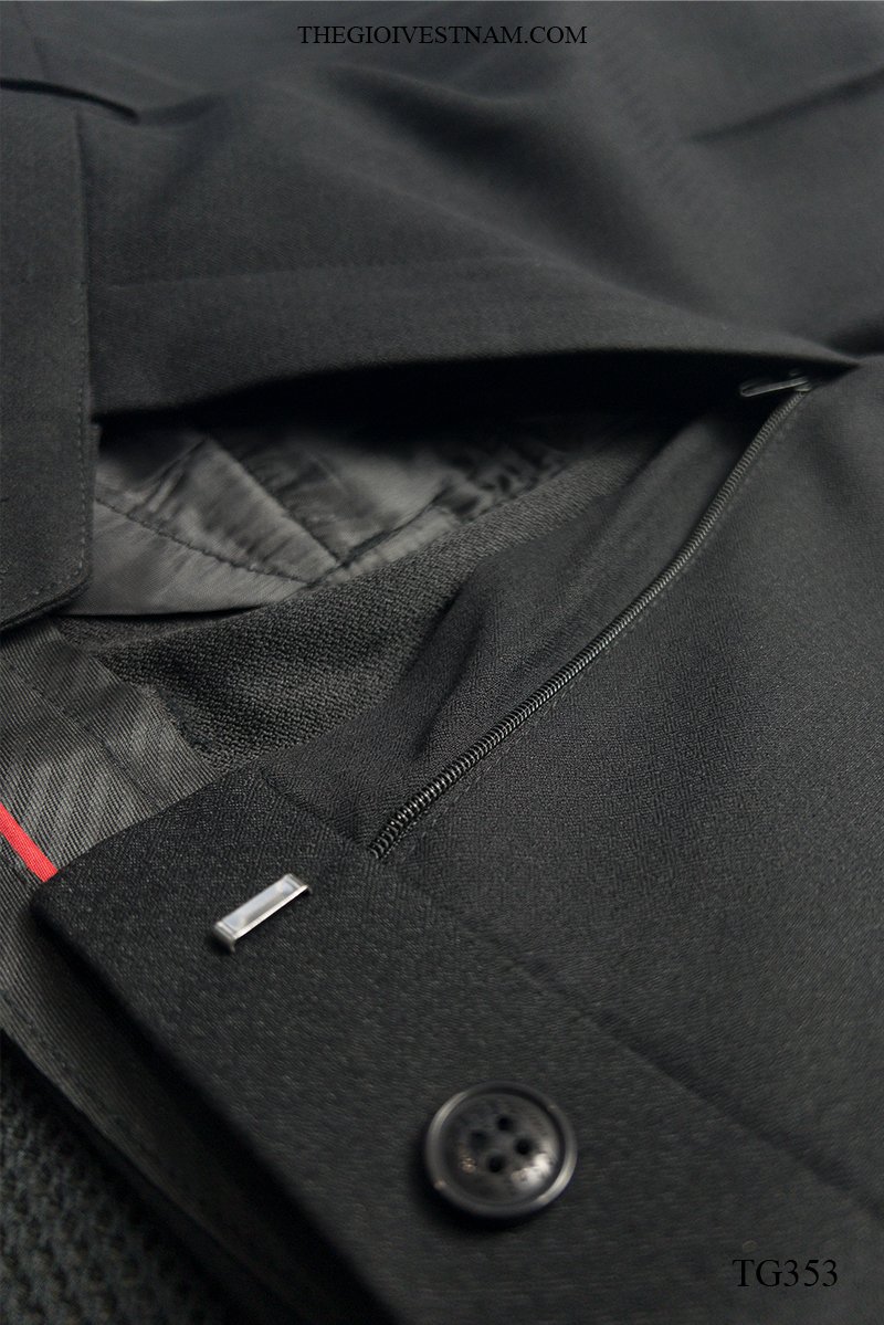 TG353 - Vest đen dày cao cấp 2 nút #5